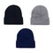 Set of 3 Plain Long Cuffed Beanies Skullies for Men and Women